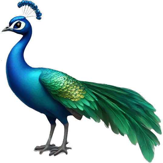 Tiny Peacock standing on a big boulder emoji