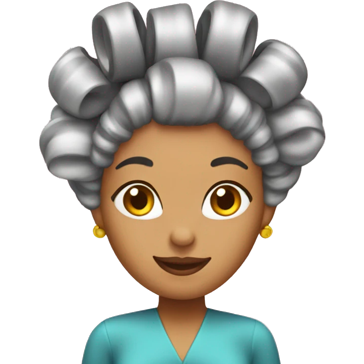 woman with hair rollers in her hair emoji