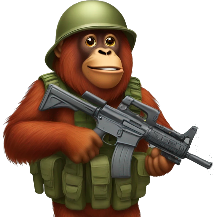 Orangutan soldier emoji