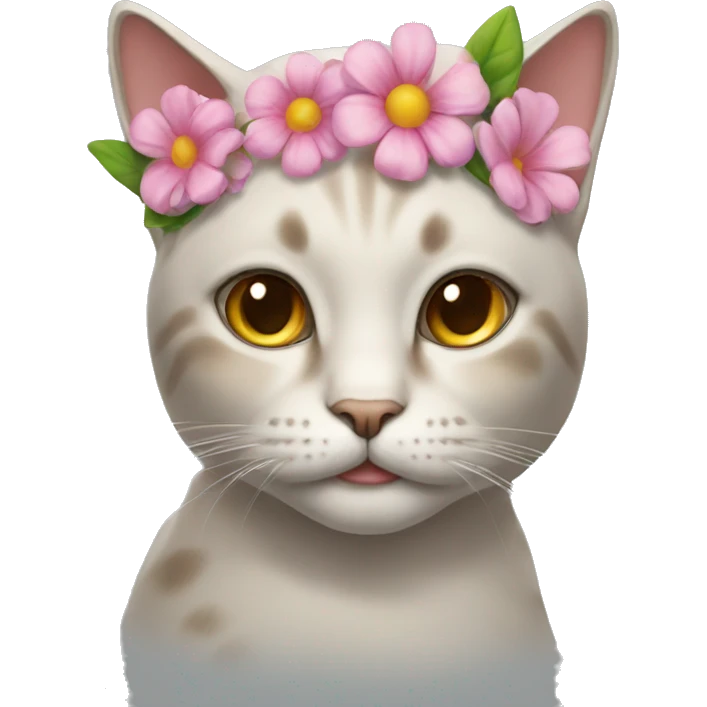 a cat with flower in her head, she's enocent emoji
