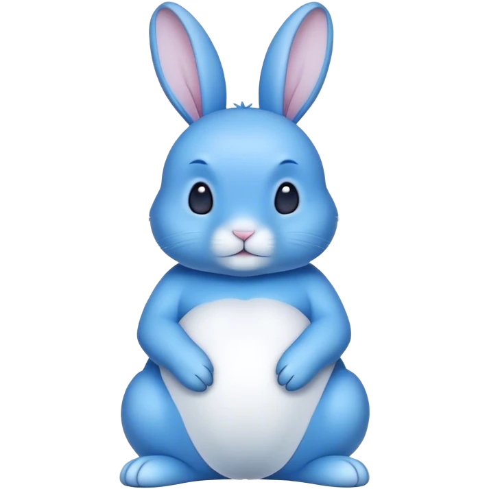 blue rabbit with white stomach  emoji