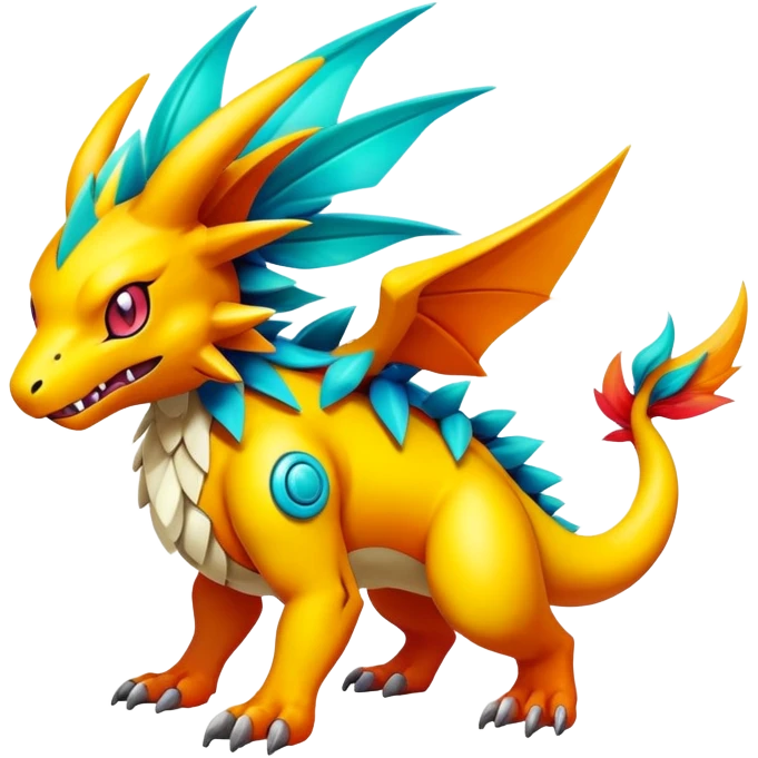 Colorful Exotic Pokémon-Digimon-Fakémon-hybrid-creature (full body) emoji