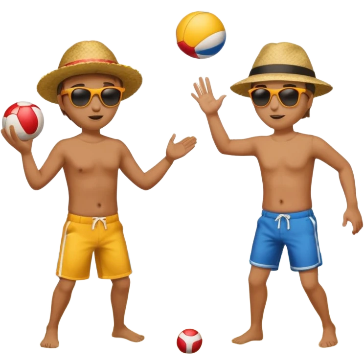 Throwing a ball at the beach to another person. emoji