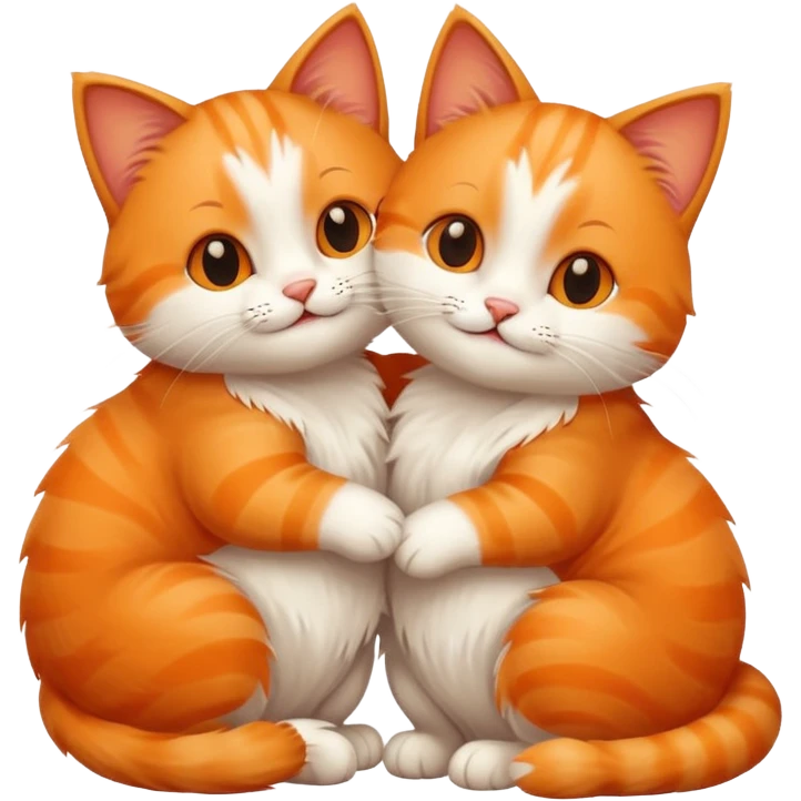 two happy cats hugging in love emoji