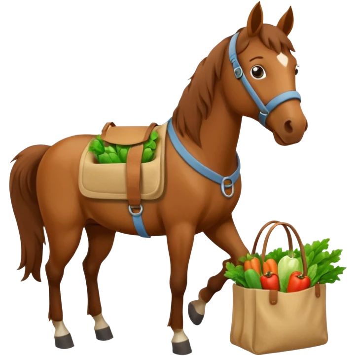 horse holding vegetables bag emoji