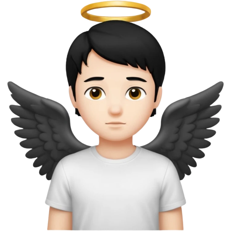 angelic boy with black hair and a white t-shirt emoji