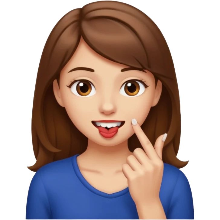 Une fille brune et blanche qui se mord l'ongle avec ses dents comme si elle draguait qqn emoji