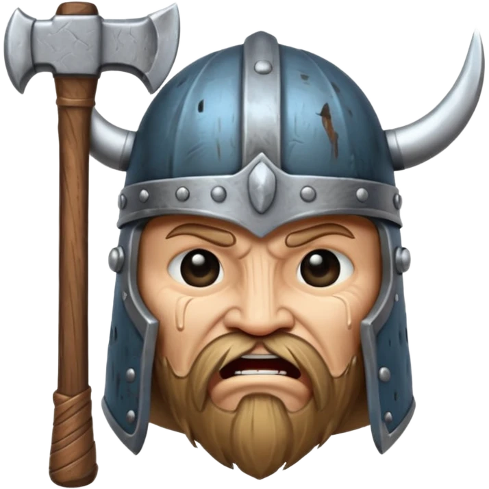 Viking helmet crying, hammer emoji