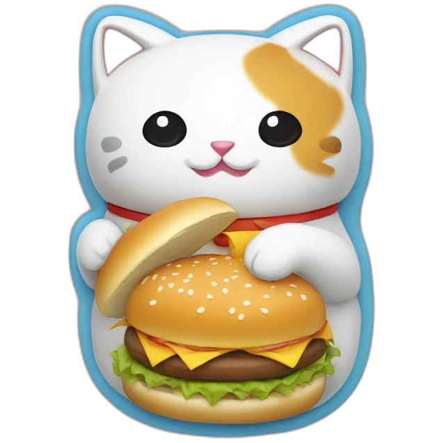Manekineko holding bao burger emoji