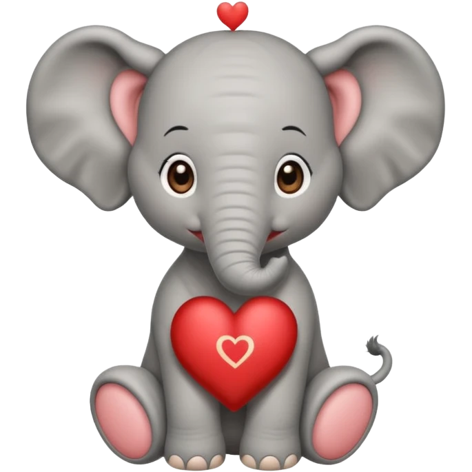 Elephant calf with small heart symbol on head, circus cloth emoji