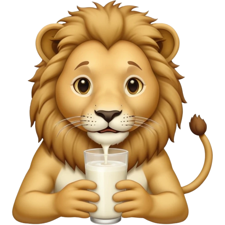 lion drinking milk emoji
