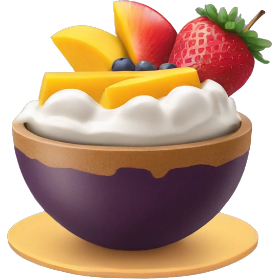 Acai Bowl with mango and strawberry on top  emoji