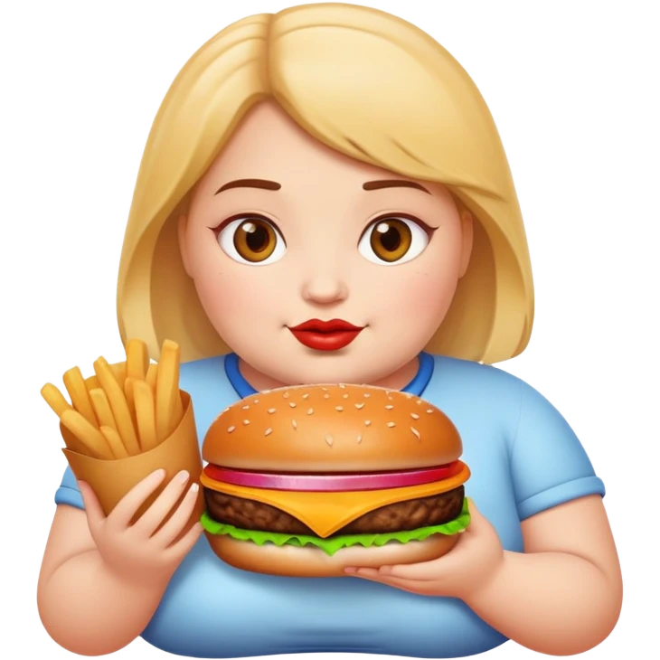 fat girl with a burger emoji