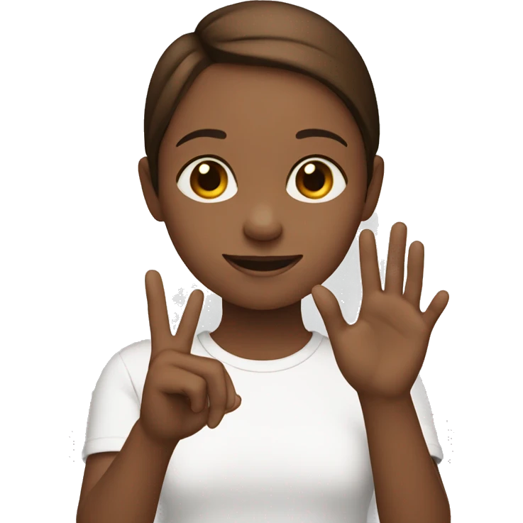 Deaf girl doing sign language with brown hair emoji