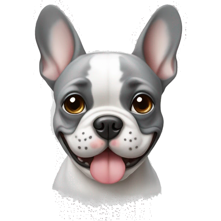 White and Gray French bulldog smiling emoji