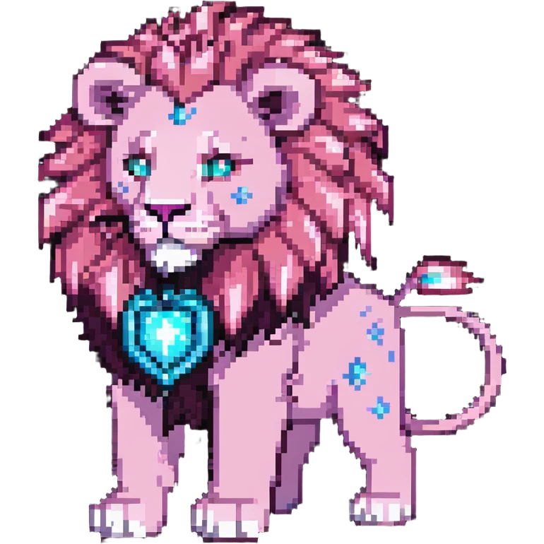 Pink magical lion with sparkles and glowing mane emoji