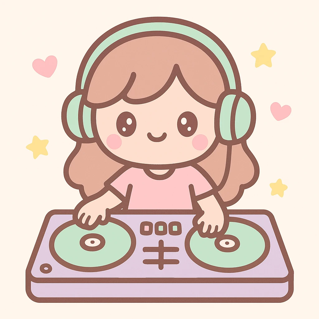 girl playing DJ set emoji