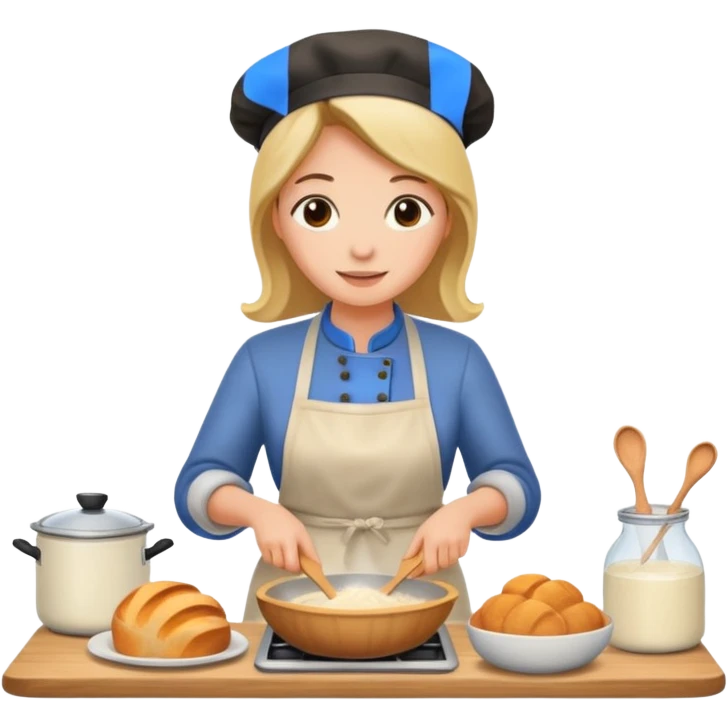 A woman cooking sourdough in kitchen emoji