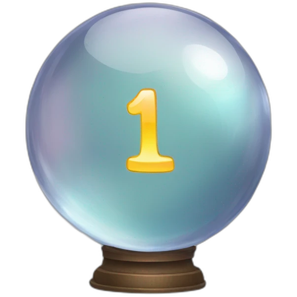 Crystal ball with numbers 1, 6, 8 inside emoji