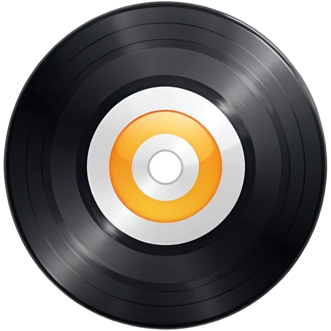 a black vinyl record with a all white blank center emoji