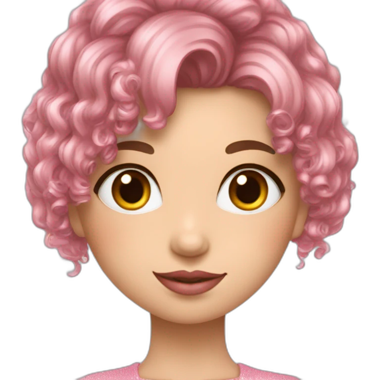 Fille cheveux longb leumarrine et rose avec des paillettes dans les yeux emoji