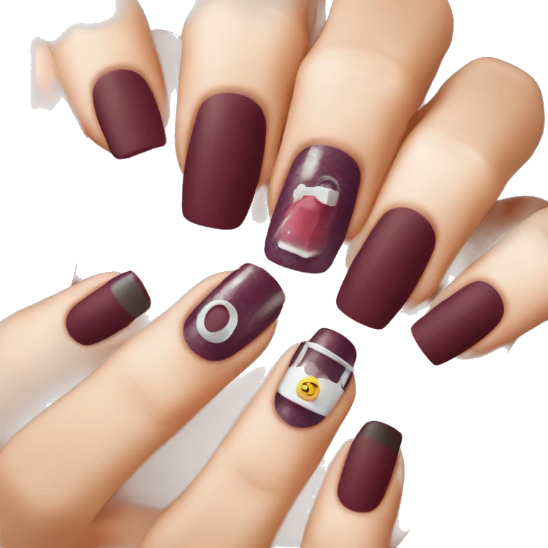 Bordo nails emoji