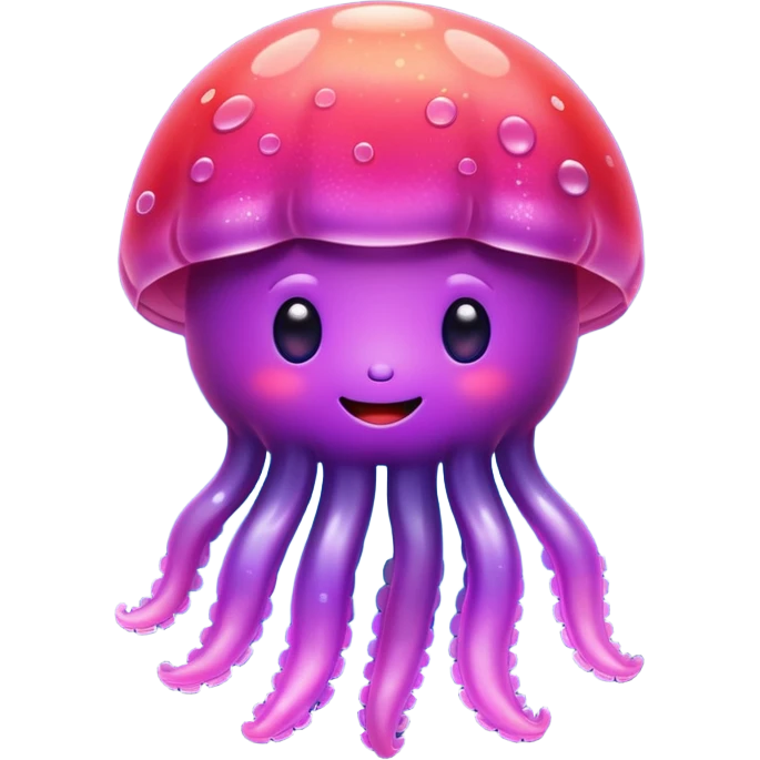color gradient between red and purple glitter cute happy jellyfish emoji