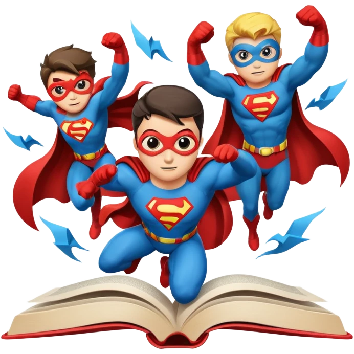 A book with Super heros emoji