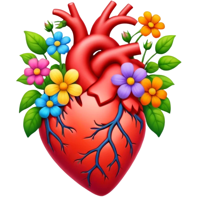 Heart with flowers growing out of it emoji