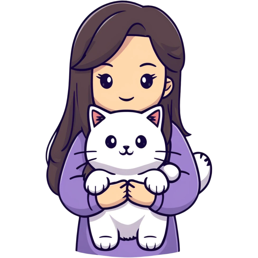 a long hair girl with a jinjila cat emoji