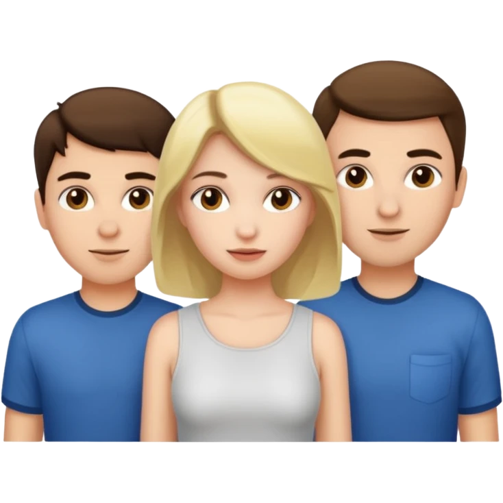 Two guys behind one girl emoji