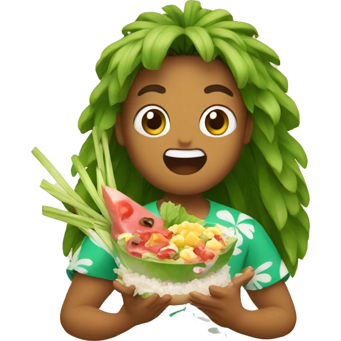 hawaian eating poke emoji