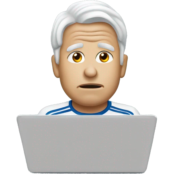 white real madrid fan very confused in front of laptop emoji