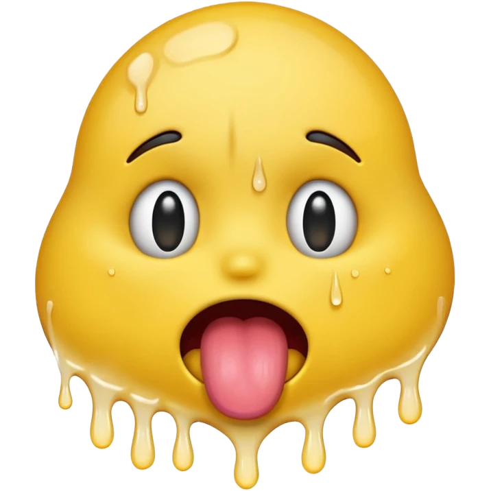 Generate a distressed and sweaty emoji with white tears dripping off of its tongue emoji