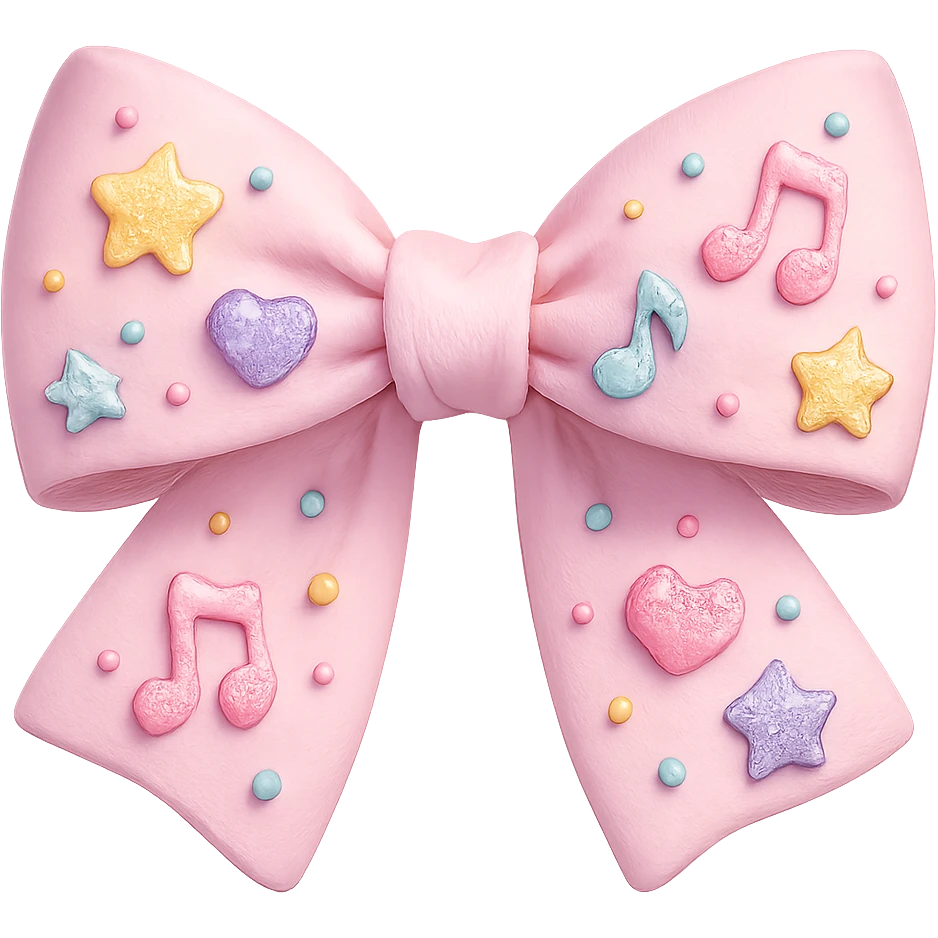 kpop bow with tiny charms and beads, cute and trendy emoji