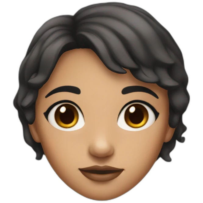 Light brown skin girl with short black hair and drown eyes pencil emoji
