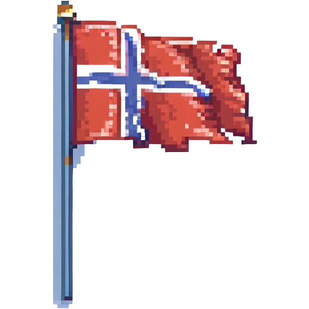 Make the flag of Norway more plain and simple, with a clean rectangular shape, minimal pixel art style, no extra effects, with no background. emoji