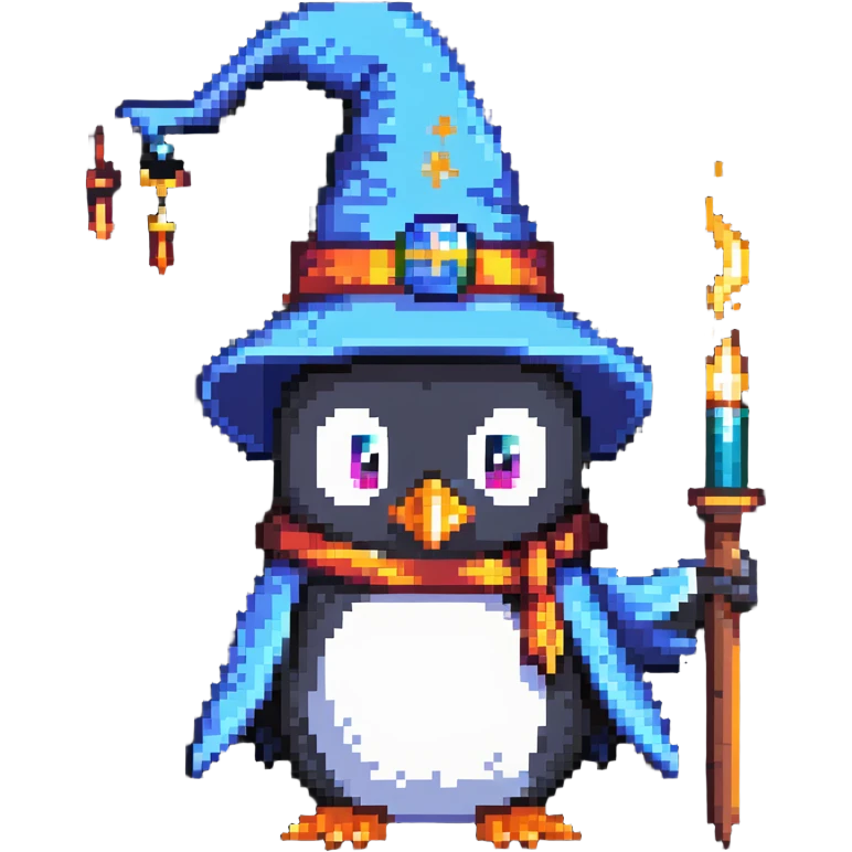 penguin wizard casting a spell emoji