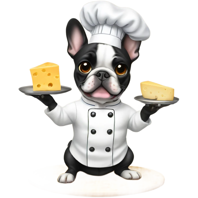 French Bulldog as a cheese chef emoji