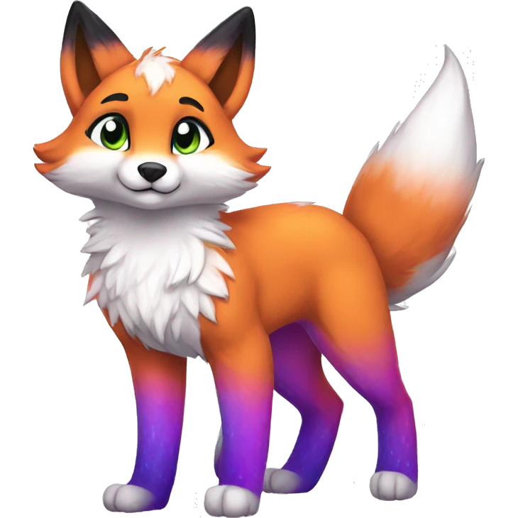Colorful Sparkle-fox-fursona full body emoji