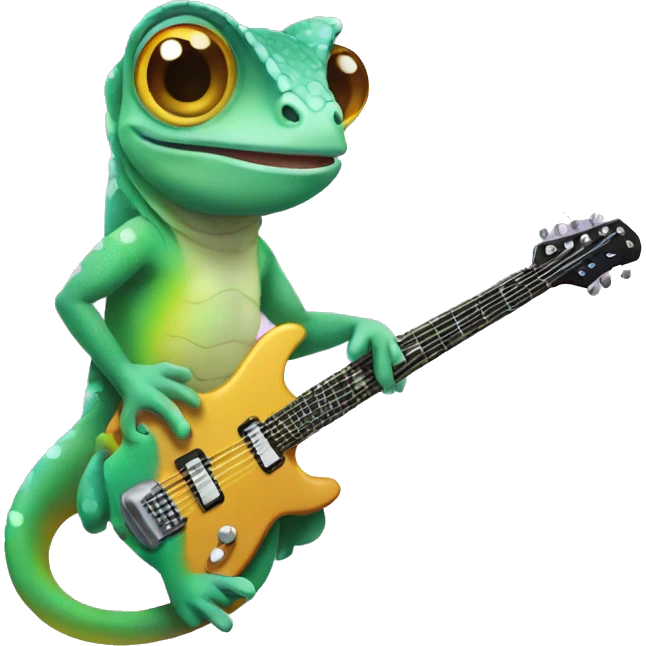 chameleon playing electric guitar  emoji