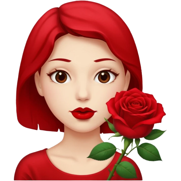 Biting a rose while side eyeing emoji