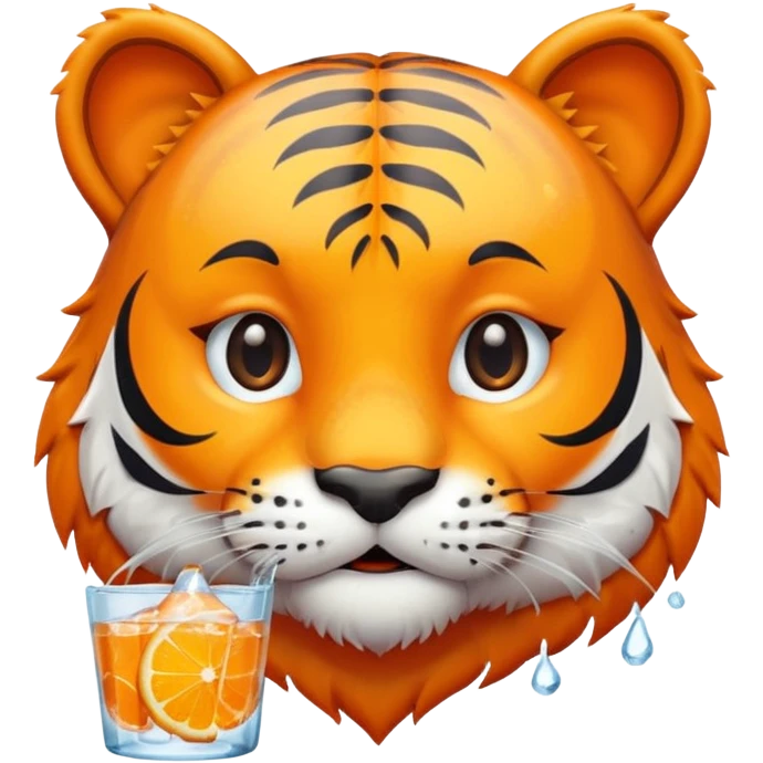 cute tiger cooled off with ice cubed emoji
