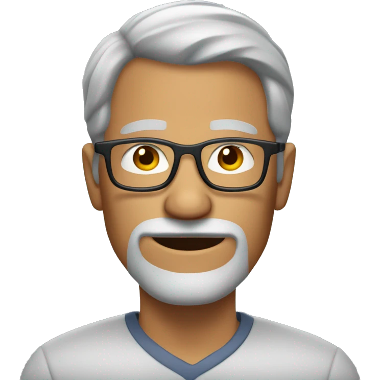 Mature man with tanned skin gray hair and beard and glasses emoji