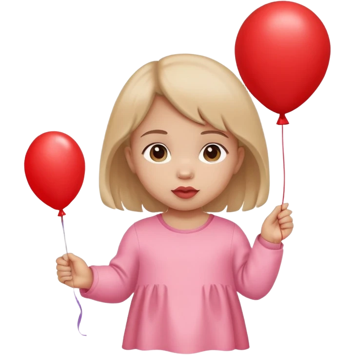 Baby girl holding balloon emoji