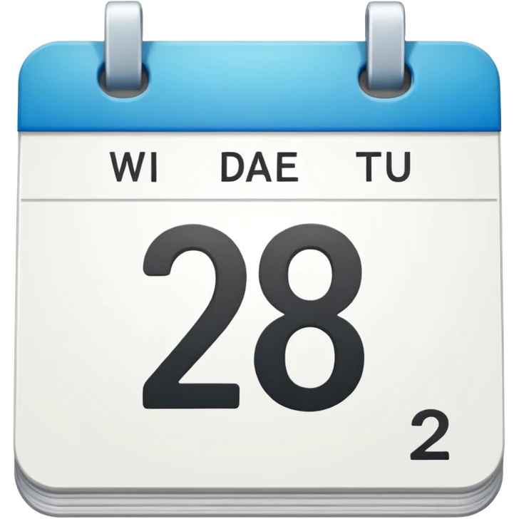 calendar in perspective, only the number 28, without the rest of the text emoji