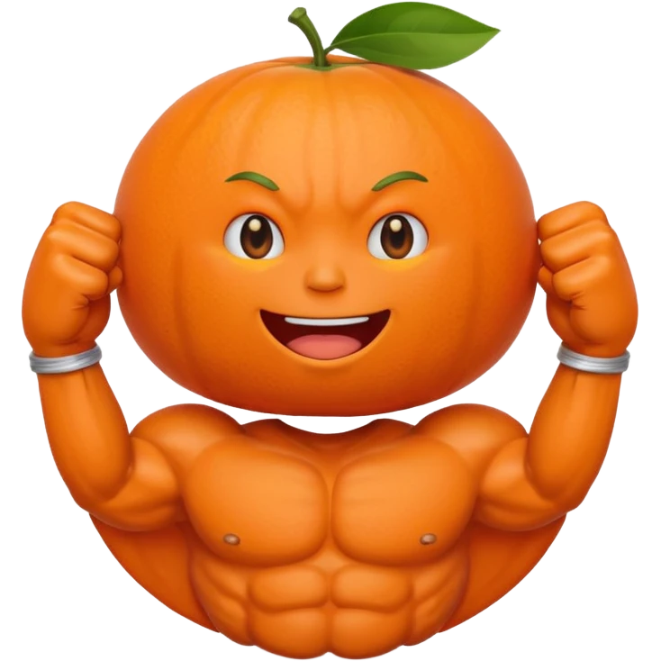 Muscle Orange Fruit Character Strongest emoji