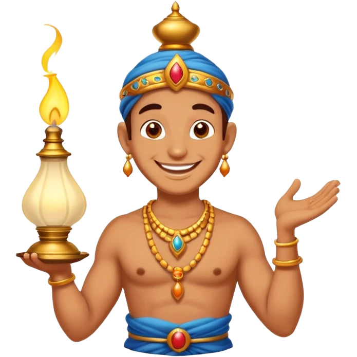 happy genie with lamp emoji
