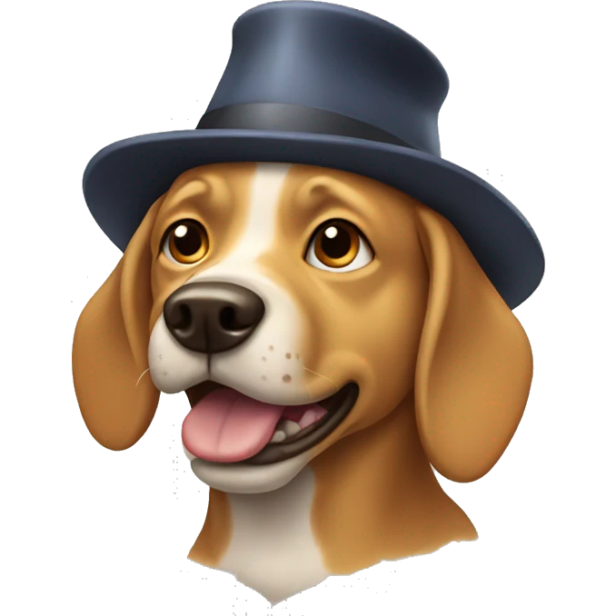 Barking dog wearing hat emoji