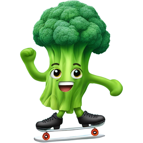 Brocoli ice skating with pompous  emoji